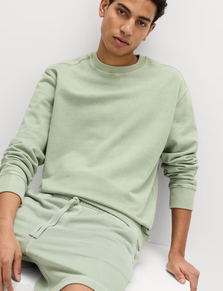 Marks & Spencer M&S Pure Cotton Garment Dye Sweatshirt Pistachio - 4