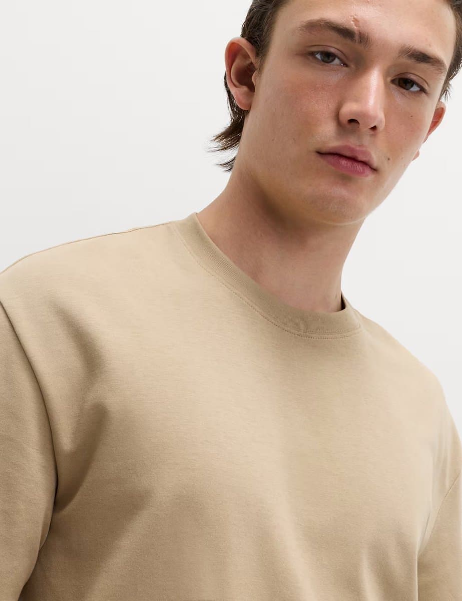 Marks & Spencer M&S Relaxed Crew Neck T-Shirt in Sand