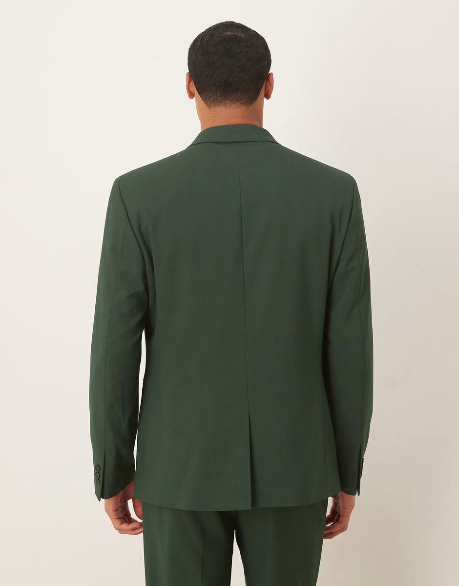 ASOS ASOS DESIGN double breasted slim suit jacket in dark green - 3