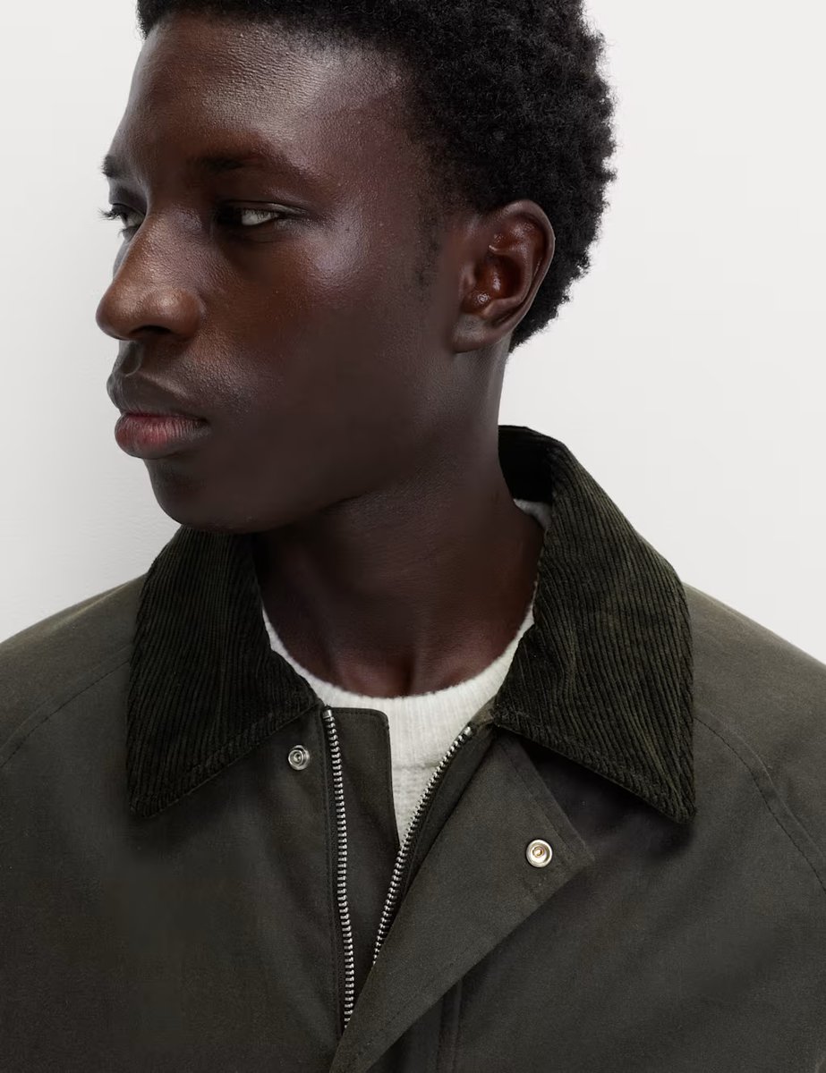 Marks & Spencer M&S Pure Cotton Wax Jacket Dark Khaki - 2