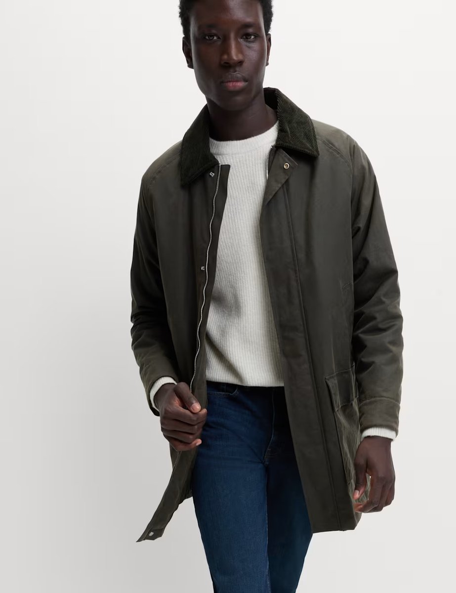 Marks & Spencer M&S Pure Cotton Wax Jacket Dark Khaki - 3