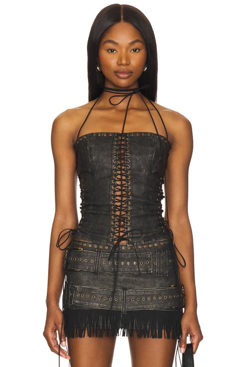 revolve Longline Lace Up Halter Corset