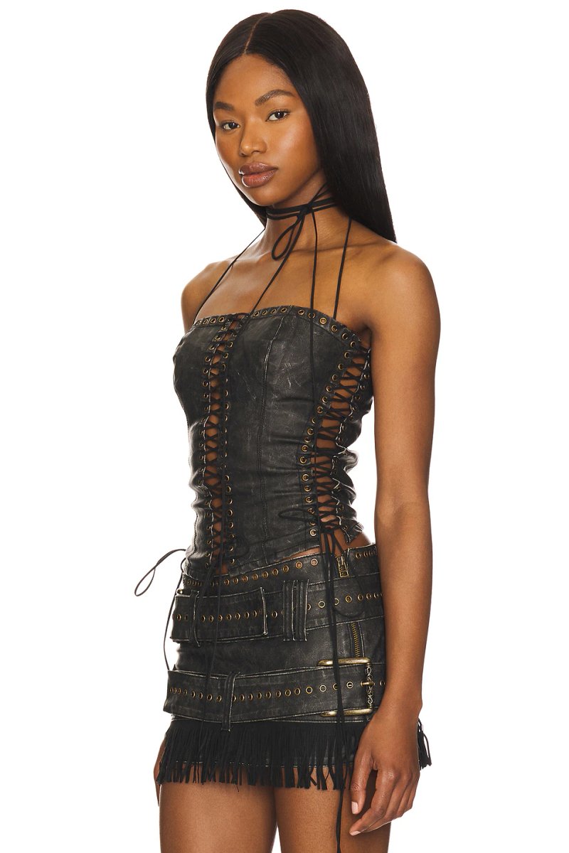 revolve Longline Lace Up Halter Corset - 3