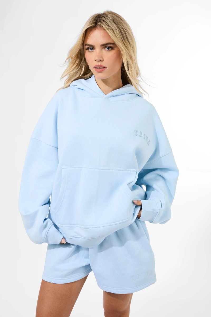 Kaiia Kaiia Embossed Mini Sweat Shorts Pale Blue - 2