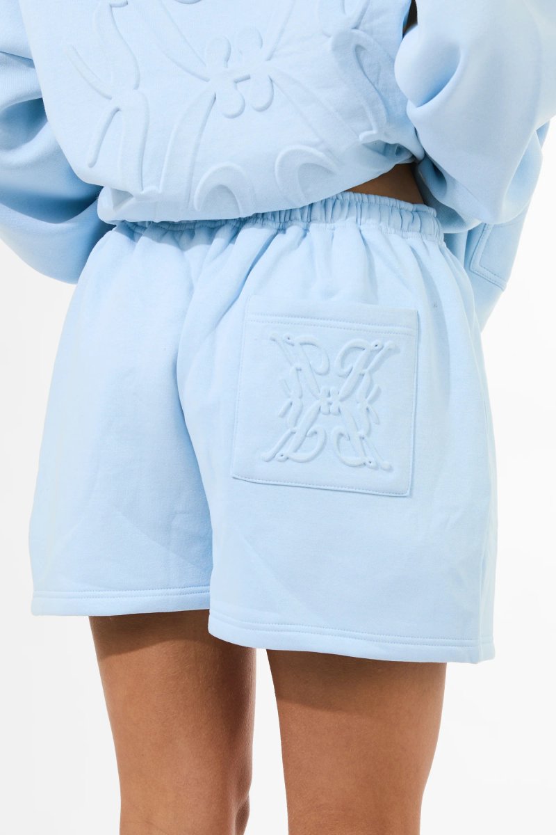 Kaiia Kaiia Embossed Mini Sweat Shorts Pale Blue - 3