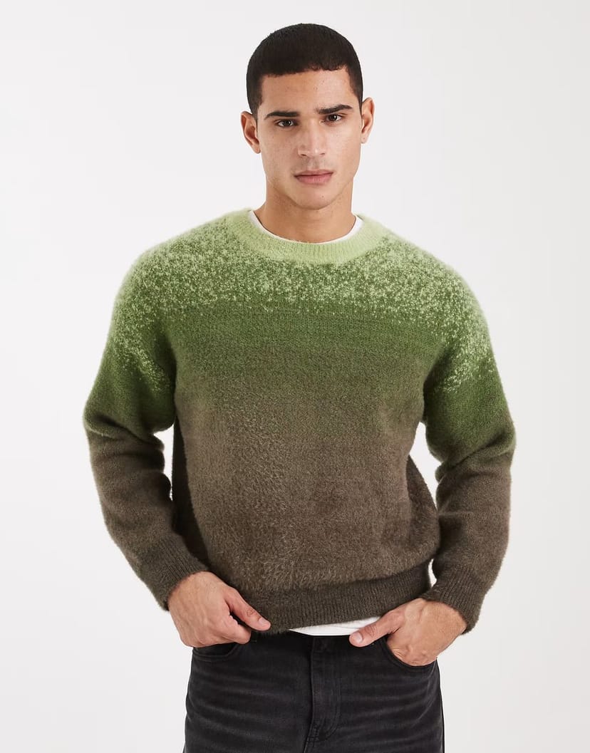 ASOS Cotton On boxy fit jumper in green ombre - 1