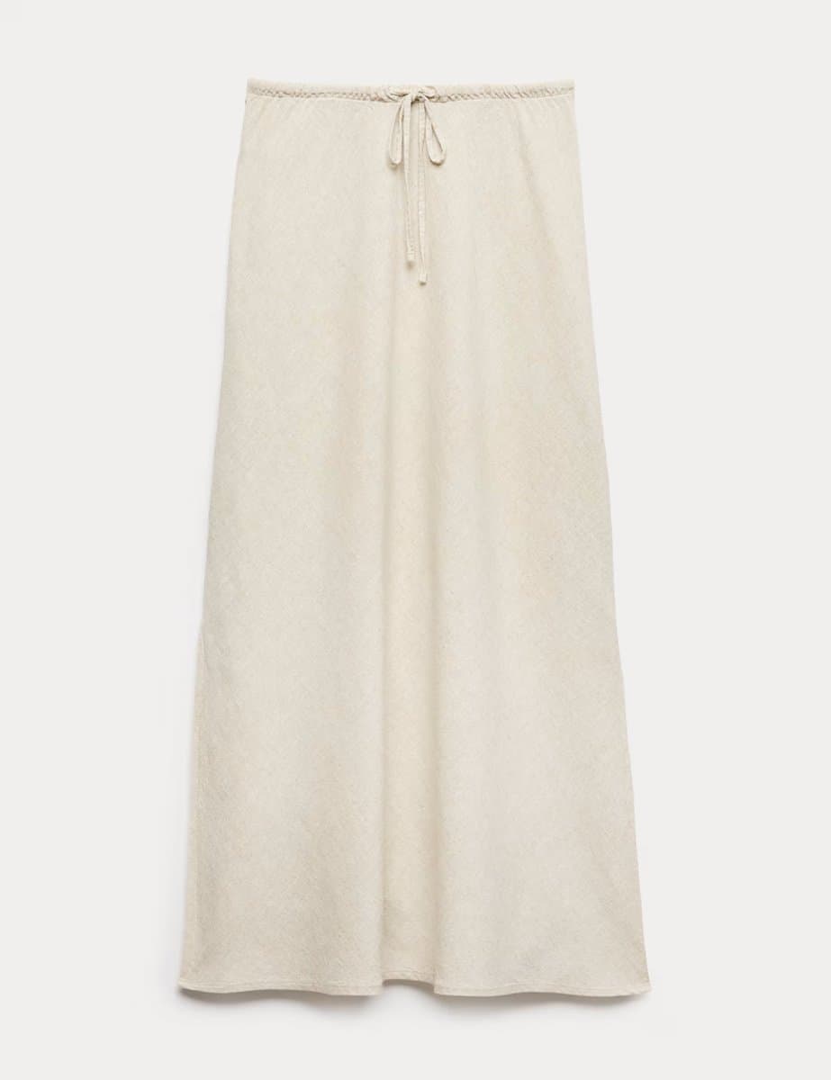Marks & Spencer M&S Linen Rich Maxi A-Line Skirt Oatmeal