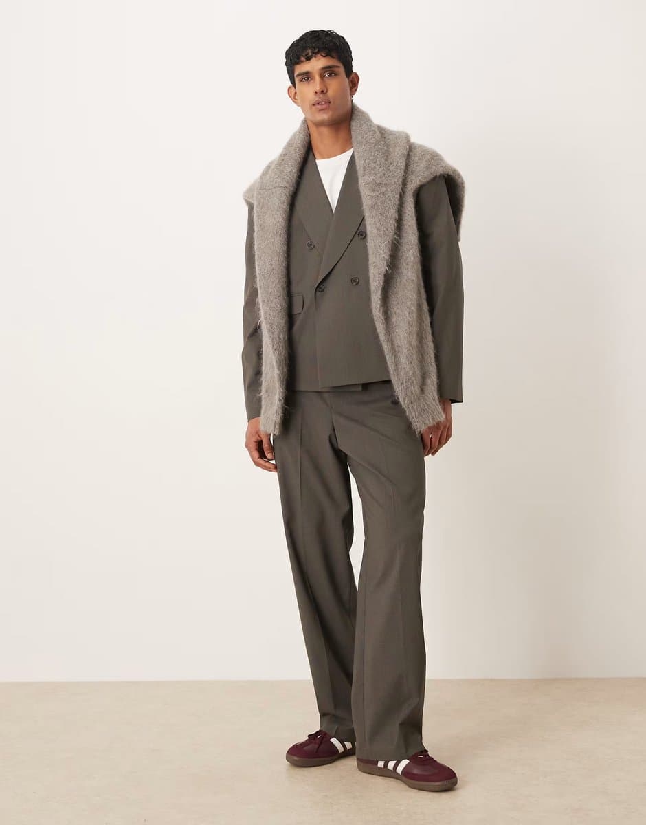 ASOS ASOS DESIGN wide suit trouser in light brown