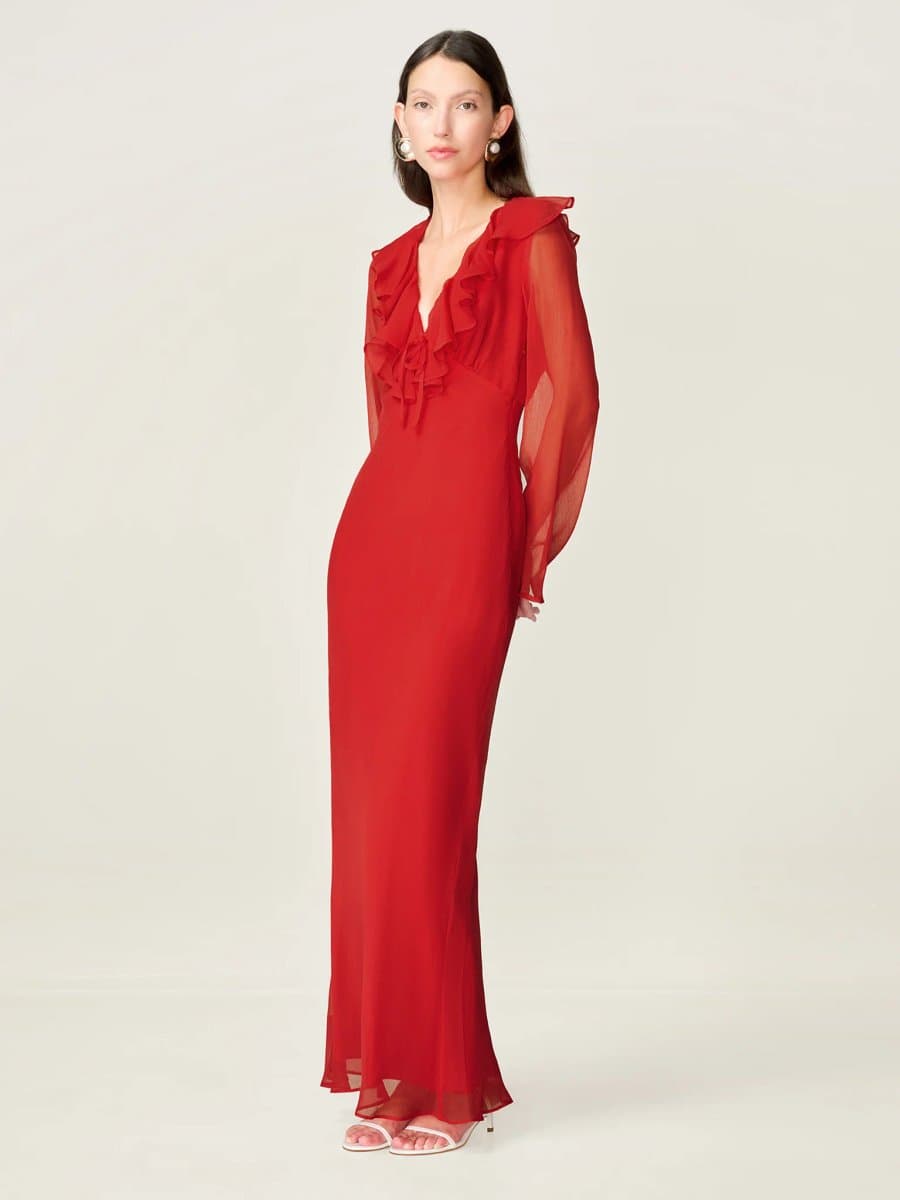 OMNES Yvette Dress in Barbados Cherry