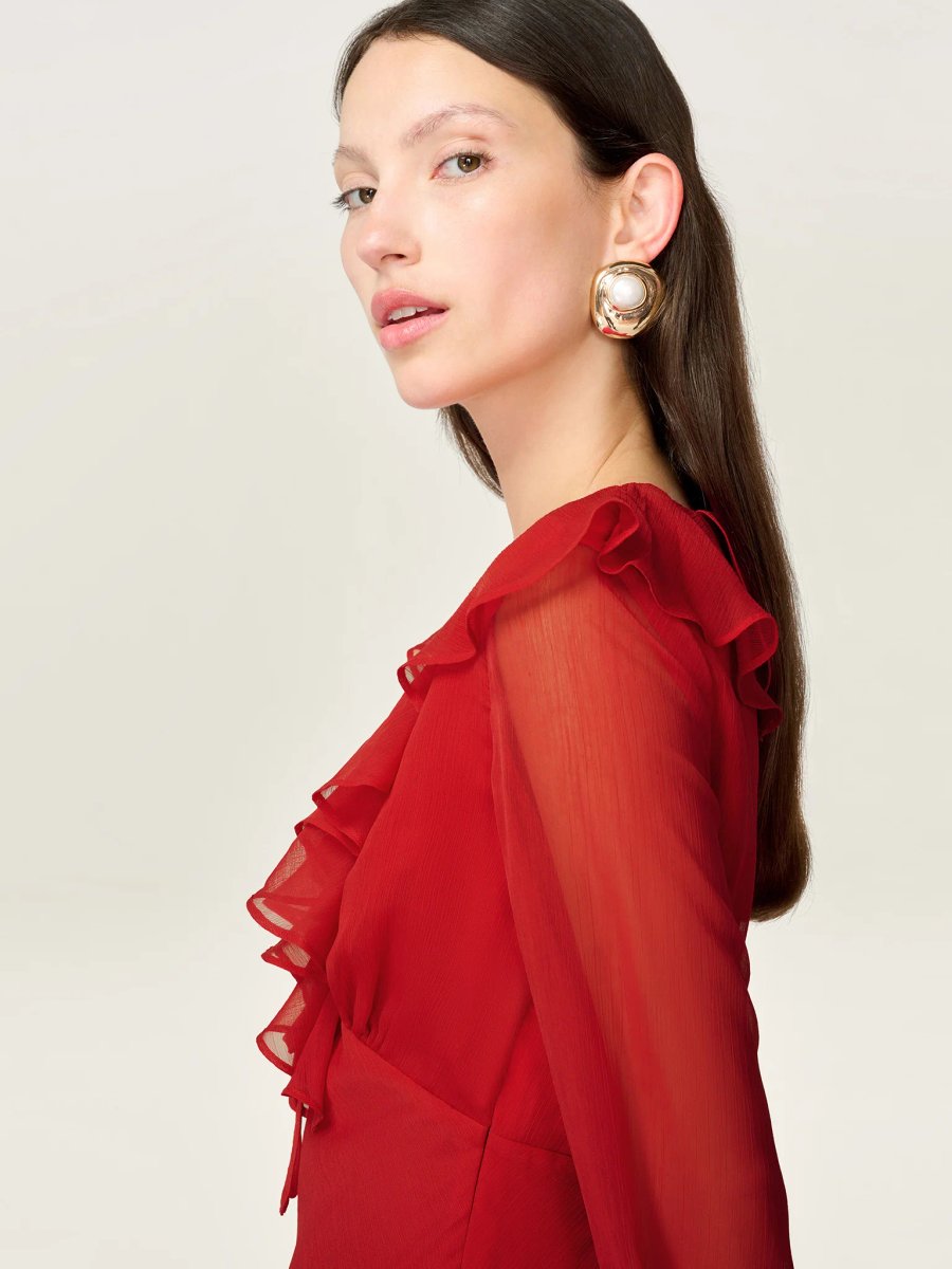 OMNES Yvette Dress in Barbados Cherry - 3