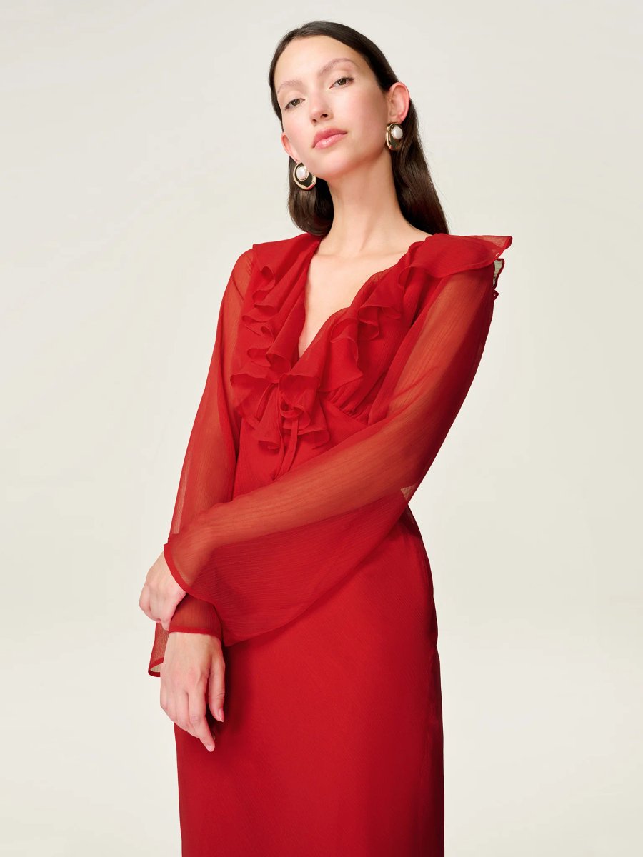 OMNES Yvette Dress in Barbados Cherry - 4
