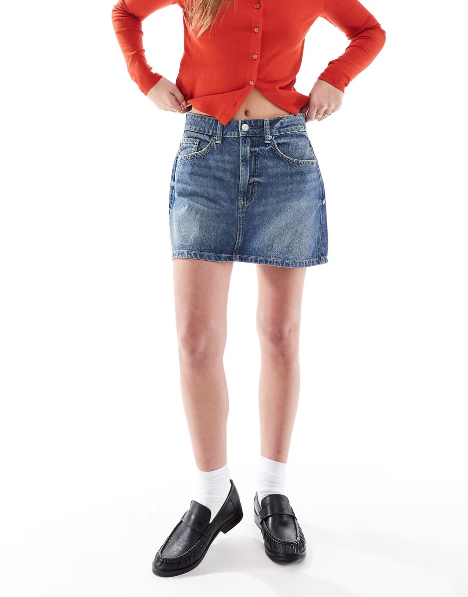 ASOS Cotton On mini denim skirt in blue dusk - 4