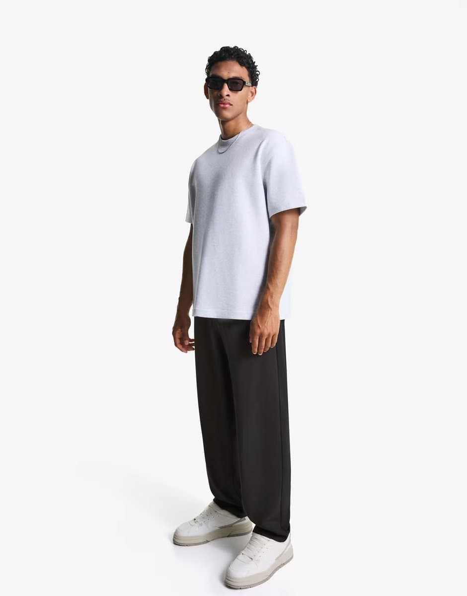 ASOS Bershka Straight-fit tailored jogging trousers in black