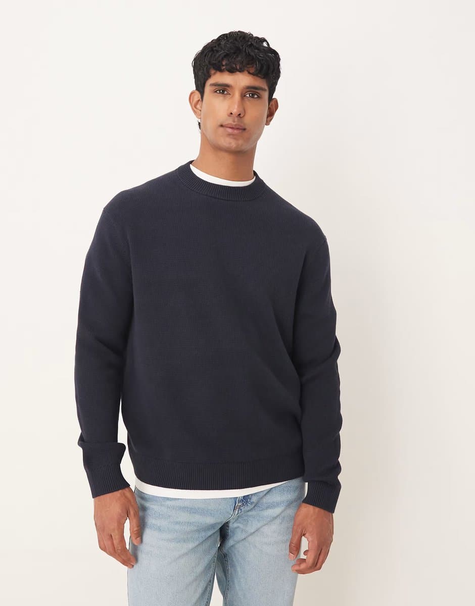 ASOS ASOS Boxy Cotton Jumper in Navy