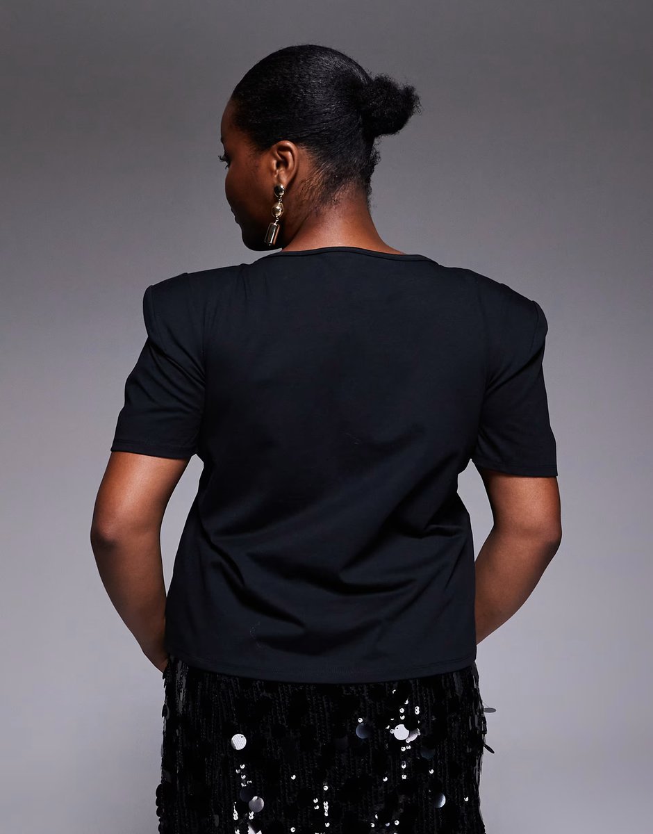 ASOS ASOS LUXE Curve premium corsage t-shirt in black - 4