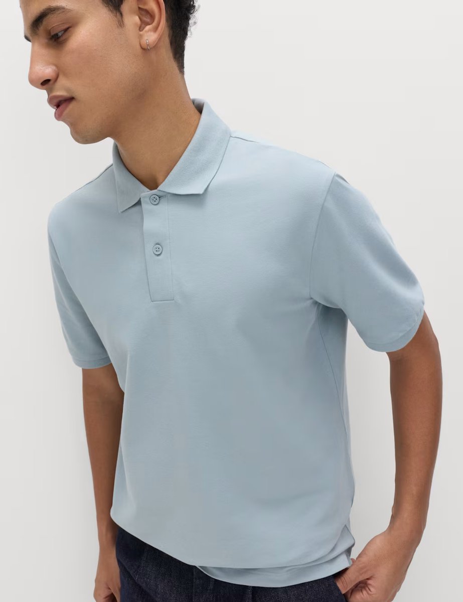 Marks & Spencer M&S Ultimate 2 Pack Cotton Rich Polo Shirts Soft Blue Mix - 2