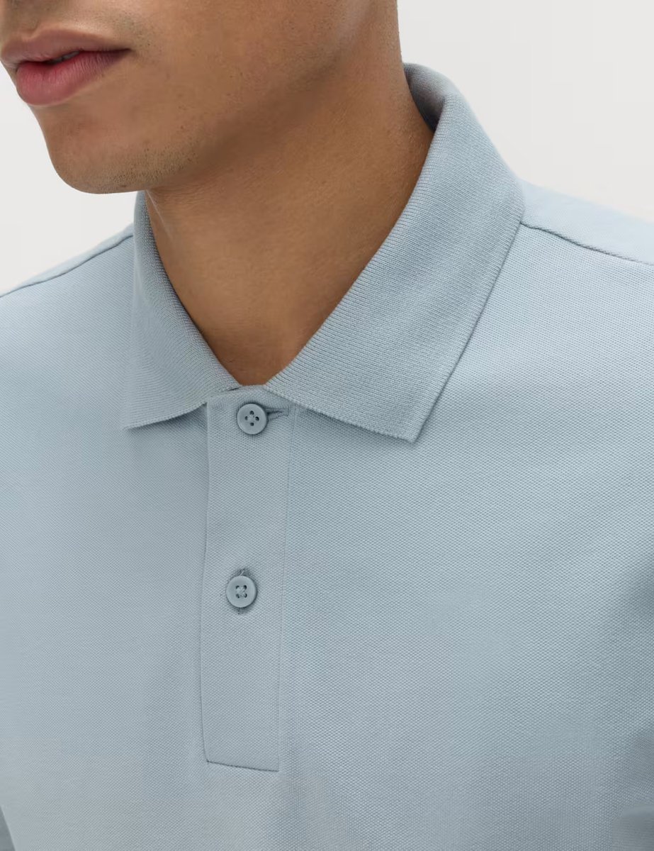 Marks & Spencer M&S Ultimate 2 Pack Cotton Rich Polo Shirts Soft Blue Mix - 3