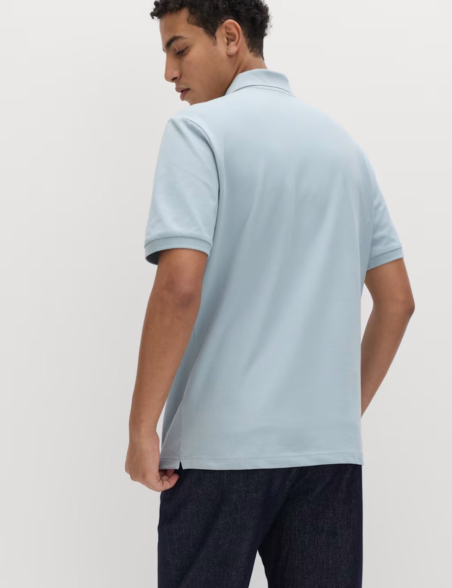 Marks & Spencer M&S Ultimate 2 Pack Cotton Rich Polo Shirts Soft Blue Mix - 4