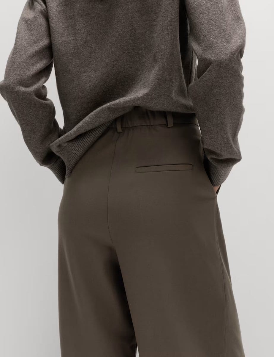 Marks & Spencer M&S Woven Barrel Leg Trousers with Stretch Mole - 4