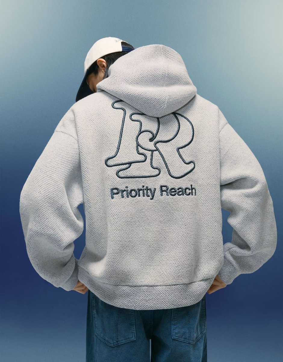 ASOS Bershka Boxy-fit printed hoodie in grey - 3