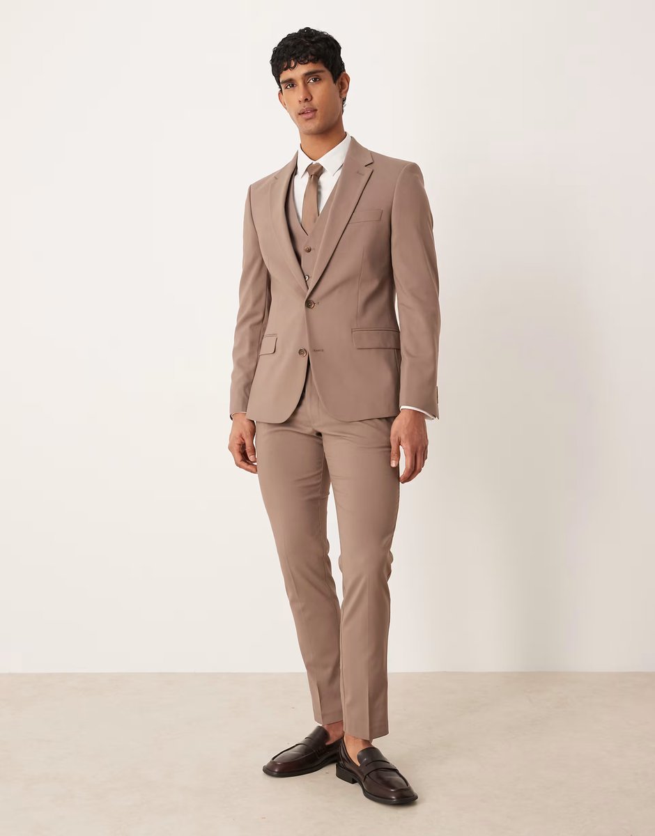 ASOS ASOS DESIGN skinny suit jacket in brown - 2