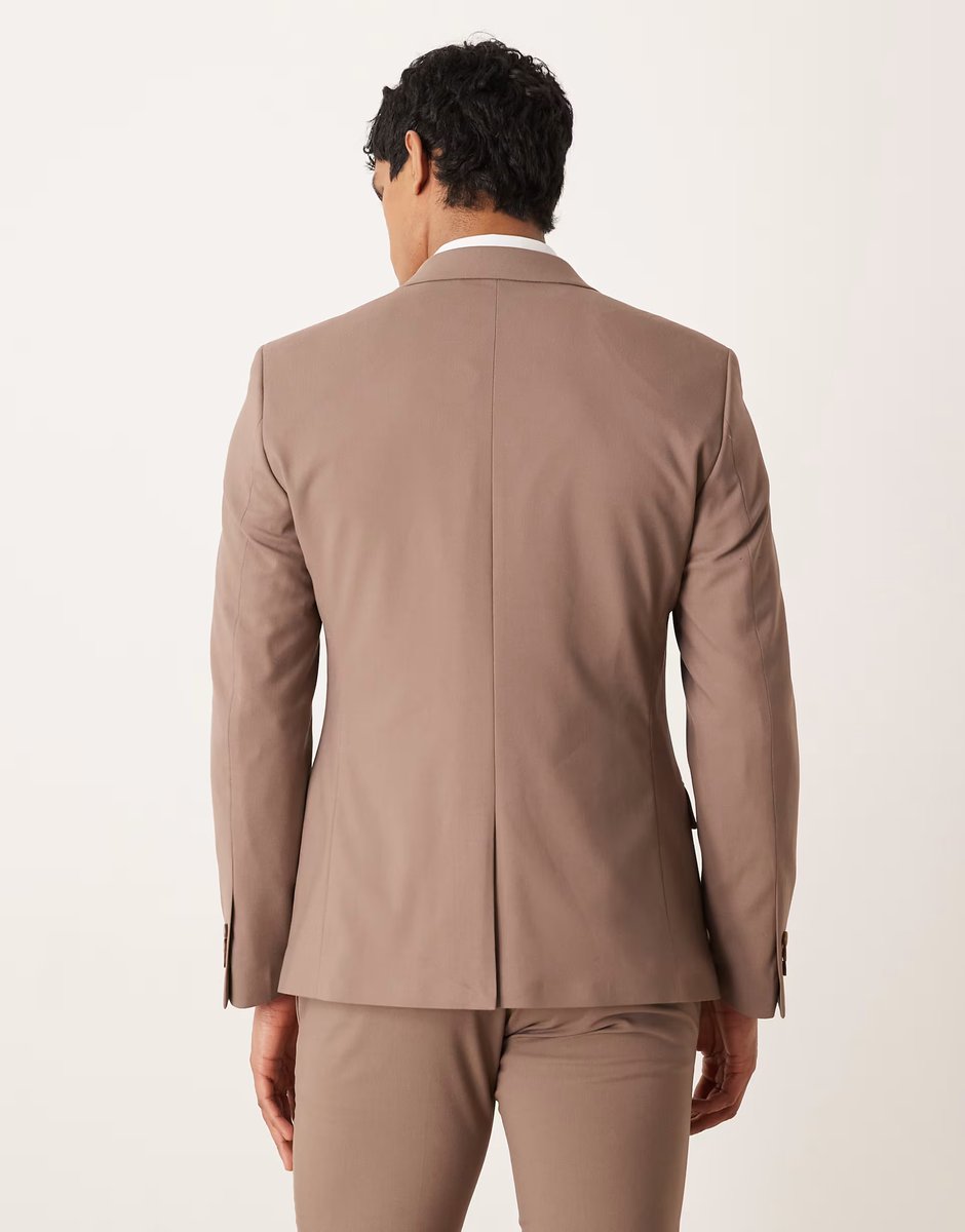 ASOS ASOS DESIGN skinny suit jacket in brown - 3