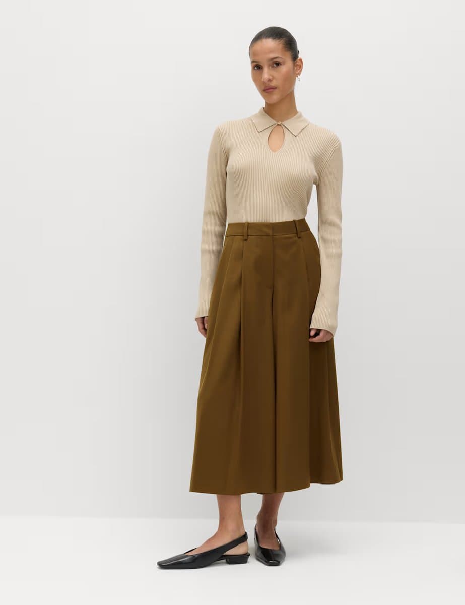 Marks & Spencer M&S Elegant Wide-Leg Culottes in Moss
