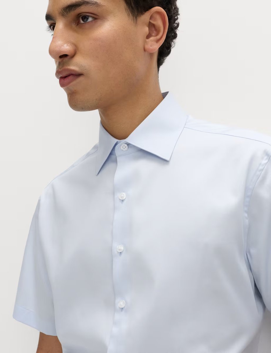 Marks & Spencer M&S Regular Fit Pure Cotton Shirt Blue - 3