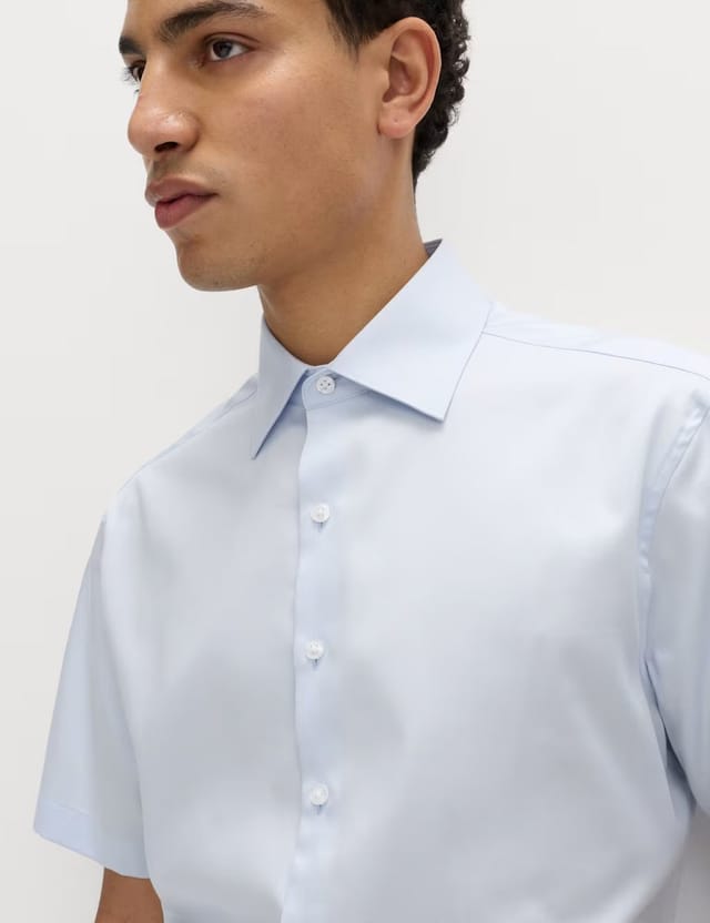 Marks & Spencer M&S Regular Fit Pure Cotton Shirt Blue - 3
