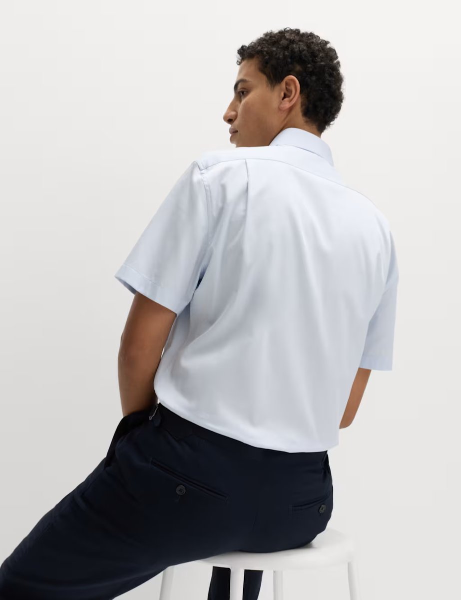 Marks & Spencer M&S Regular Fit Pure Cotton Shirt Blue - 4