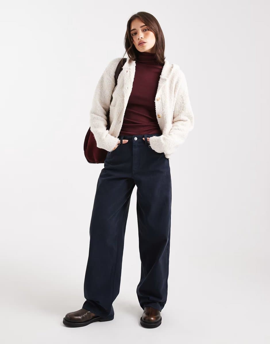 ASOS Miss Selfridge femme baggy jean in navy wash co ord