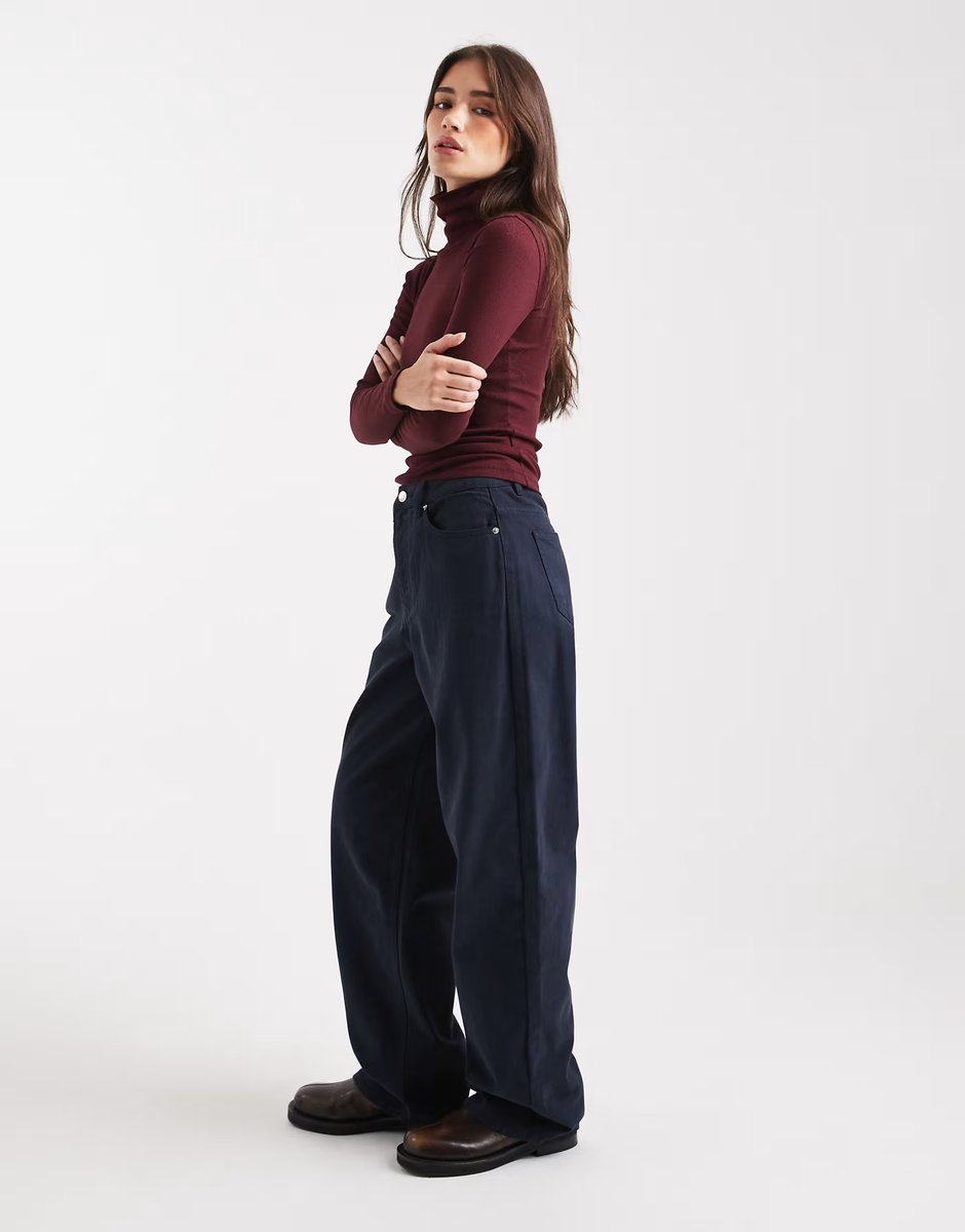 ASOS Miss Selfridge femme baggy jean in navy wash co ord - 4