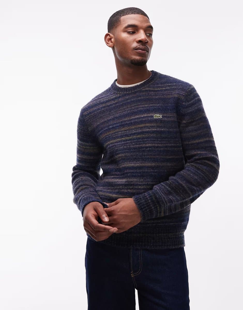 ASOS Lacoste stripe jumper in navy