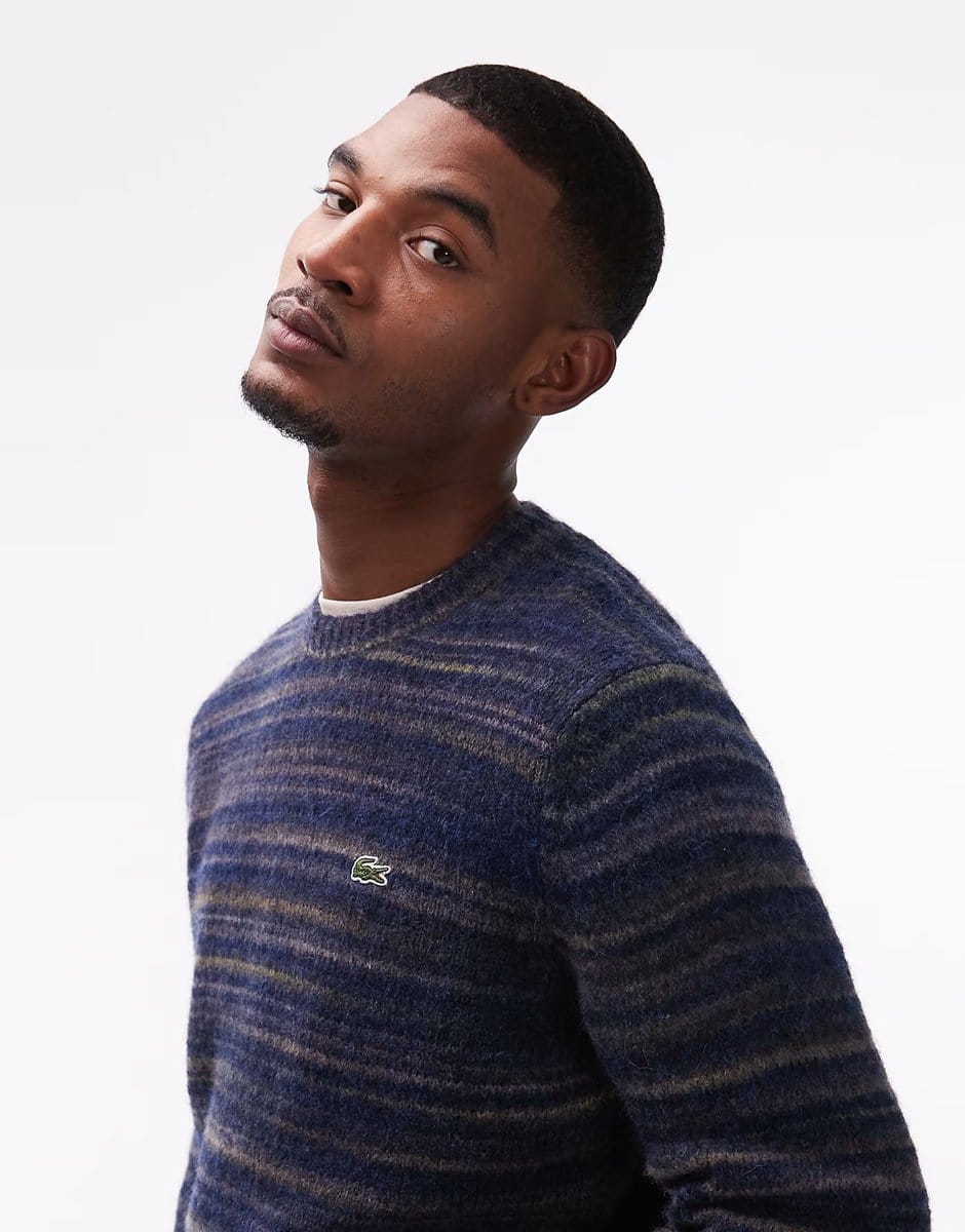 ASOS Lacoste stripe jumper in navy - 4
