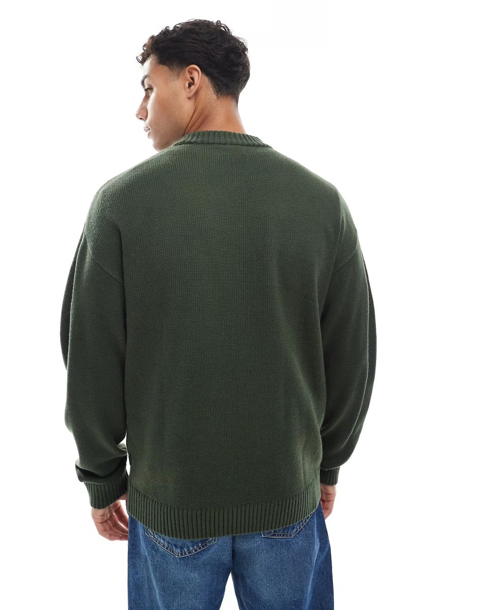 ASOS Jack & Jones oversize jumper in khaki - 4