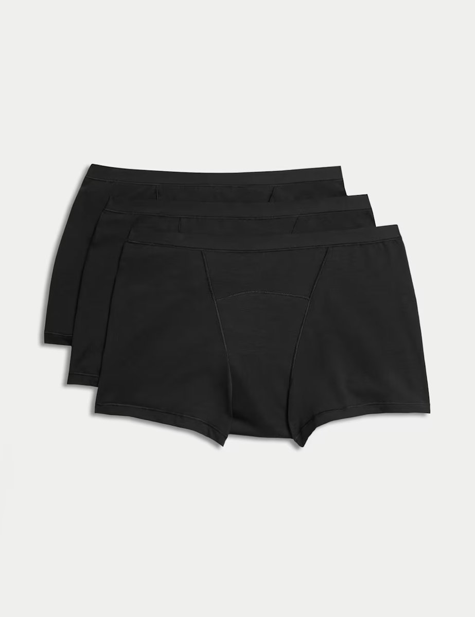Marks & Spencer M&S 3pk Heavy Absorbency First Period Boy Shorts Black - 1