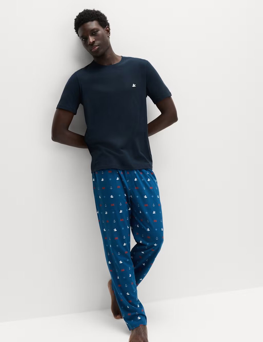 Marks & Spencer M&S Pure Cotton Nautical Print Pyjama Set Navy Mix - 2
