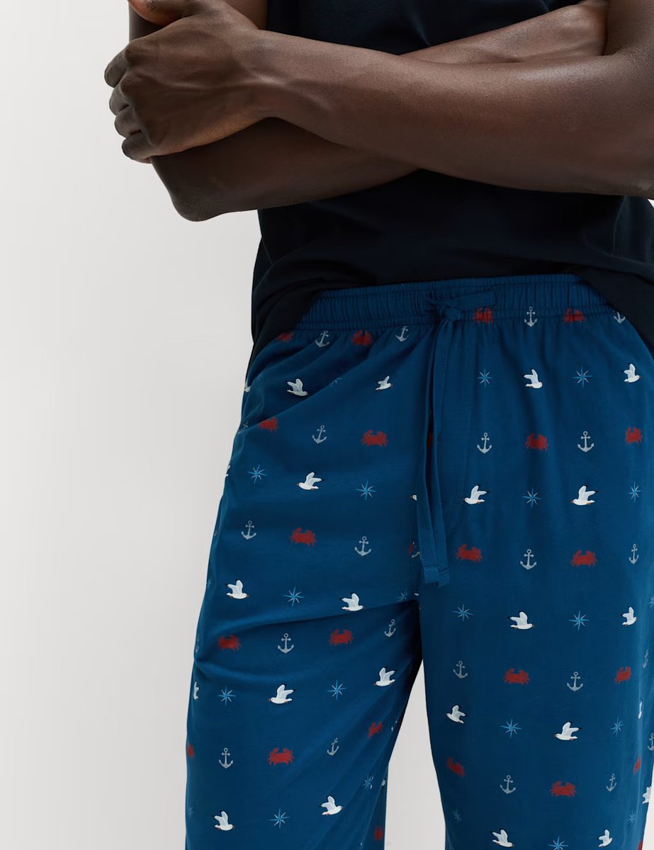 Marks & Spencer M&S Pure Cotton Nautical Print Pyjama Set Navy Mix - 4