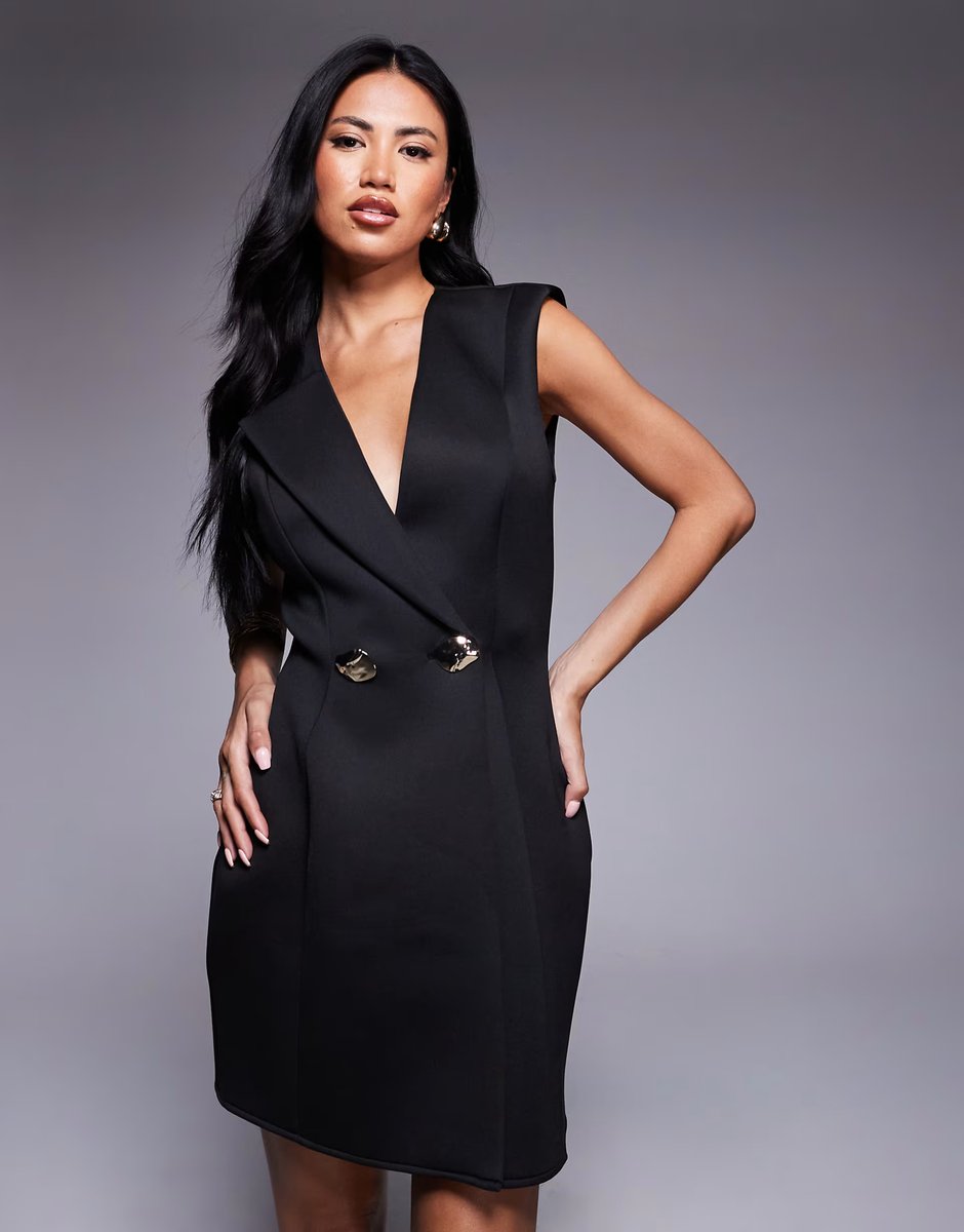 ASOS ASOS DESIGN  tailored mini dress in black in scuba-style fabric - 3