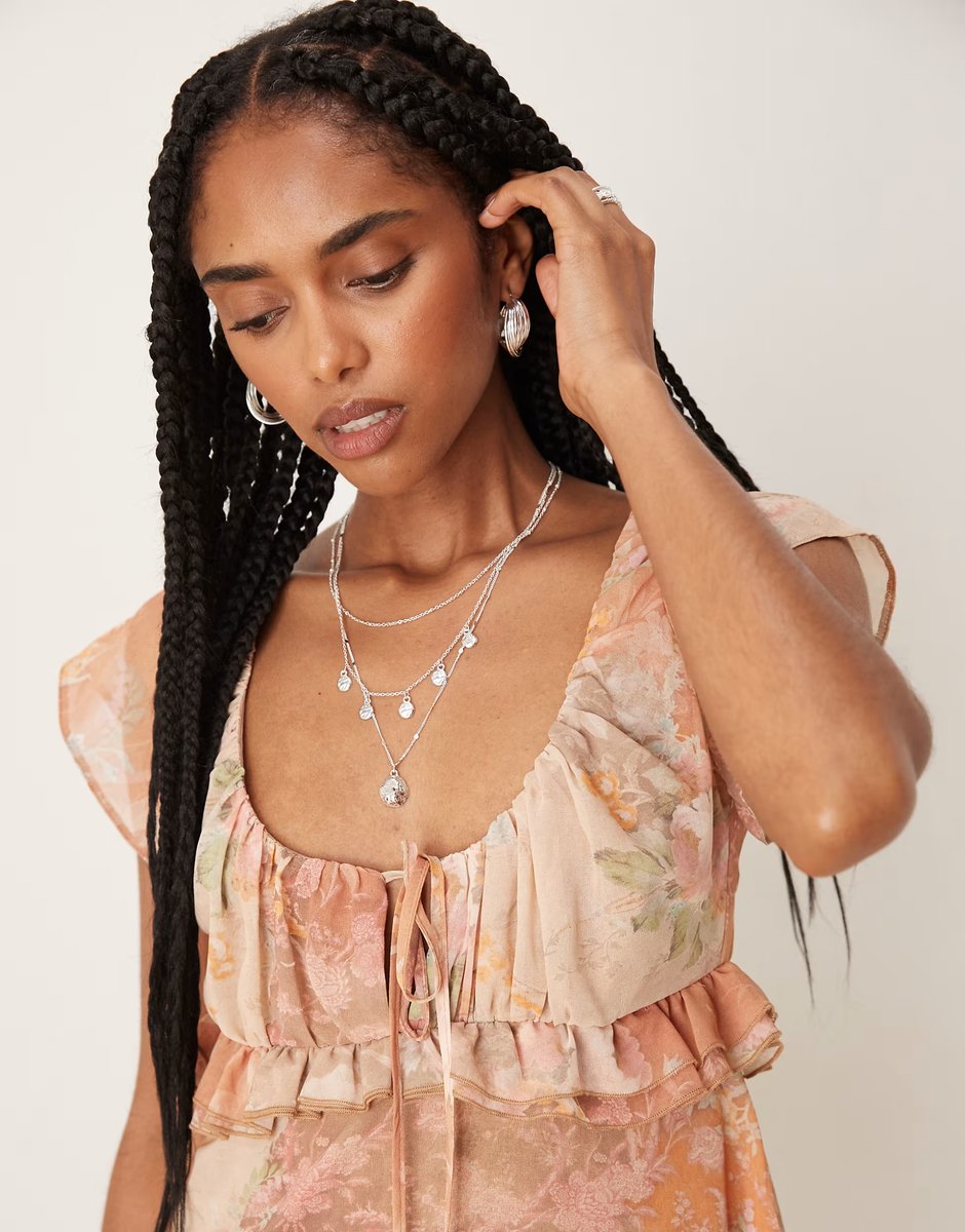 ASOS ASOS DESIGN flutter sleeve chiffon mini dress in floral print - 3