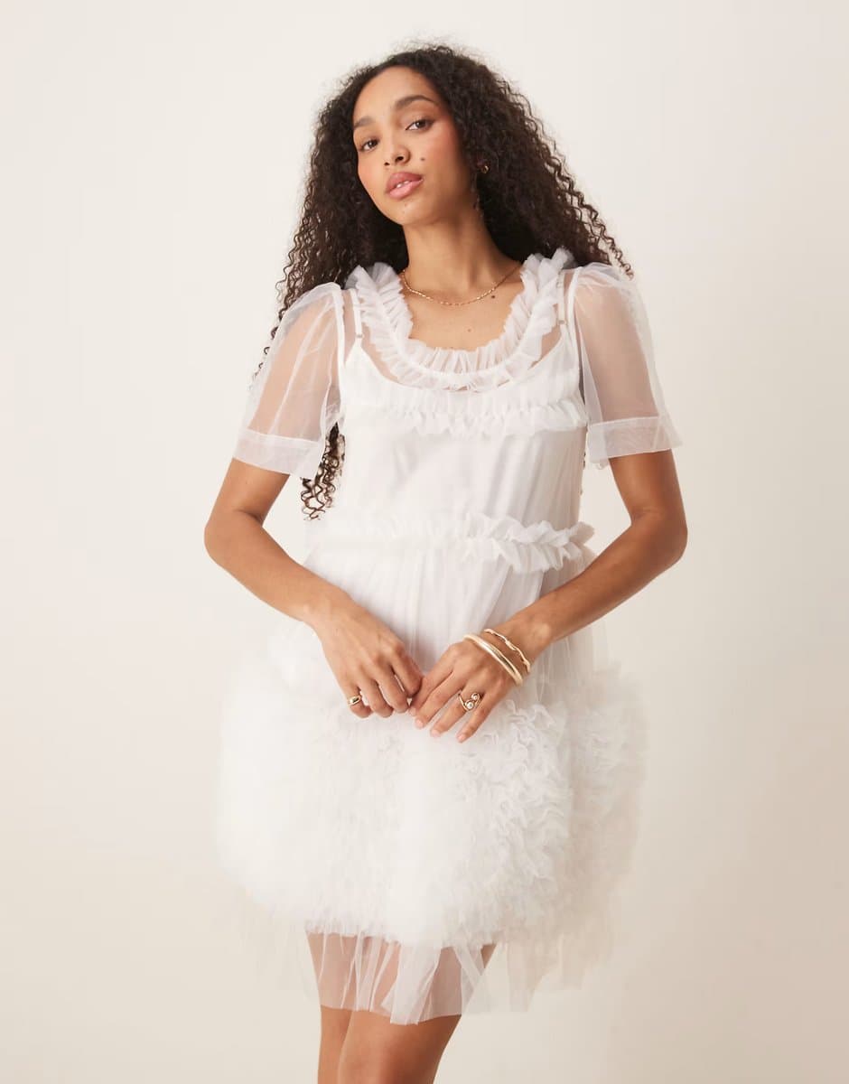 ASOS Dream Sister Jane Heather tulle mini dress in ivory