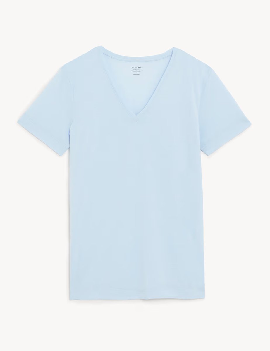 Marks & Spencer M&S Relaxed Longline T-Shirt Ice Blue - 2