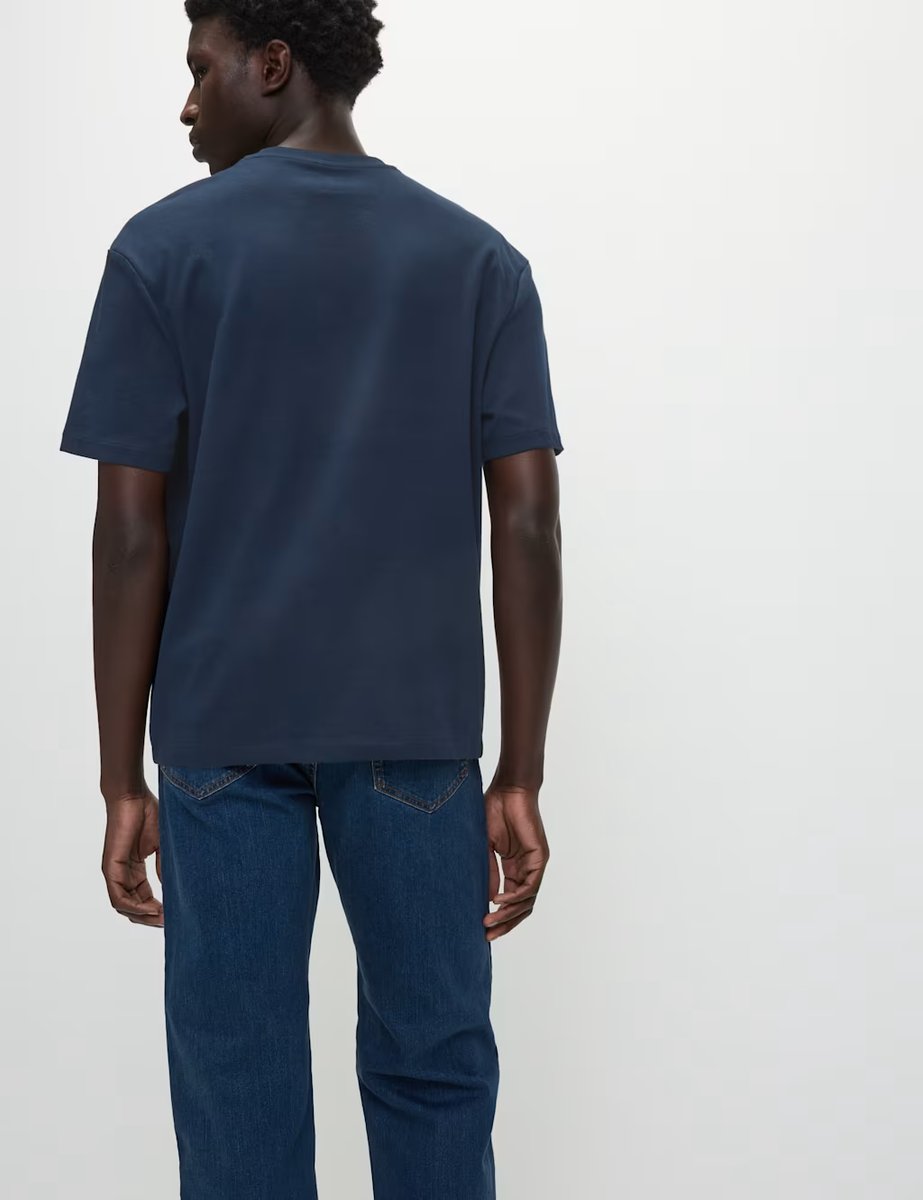 Marks & Spencer M&S Cotton Blend Ultimate Performance T-Shirt Dark Navy - 4