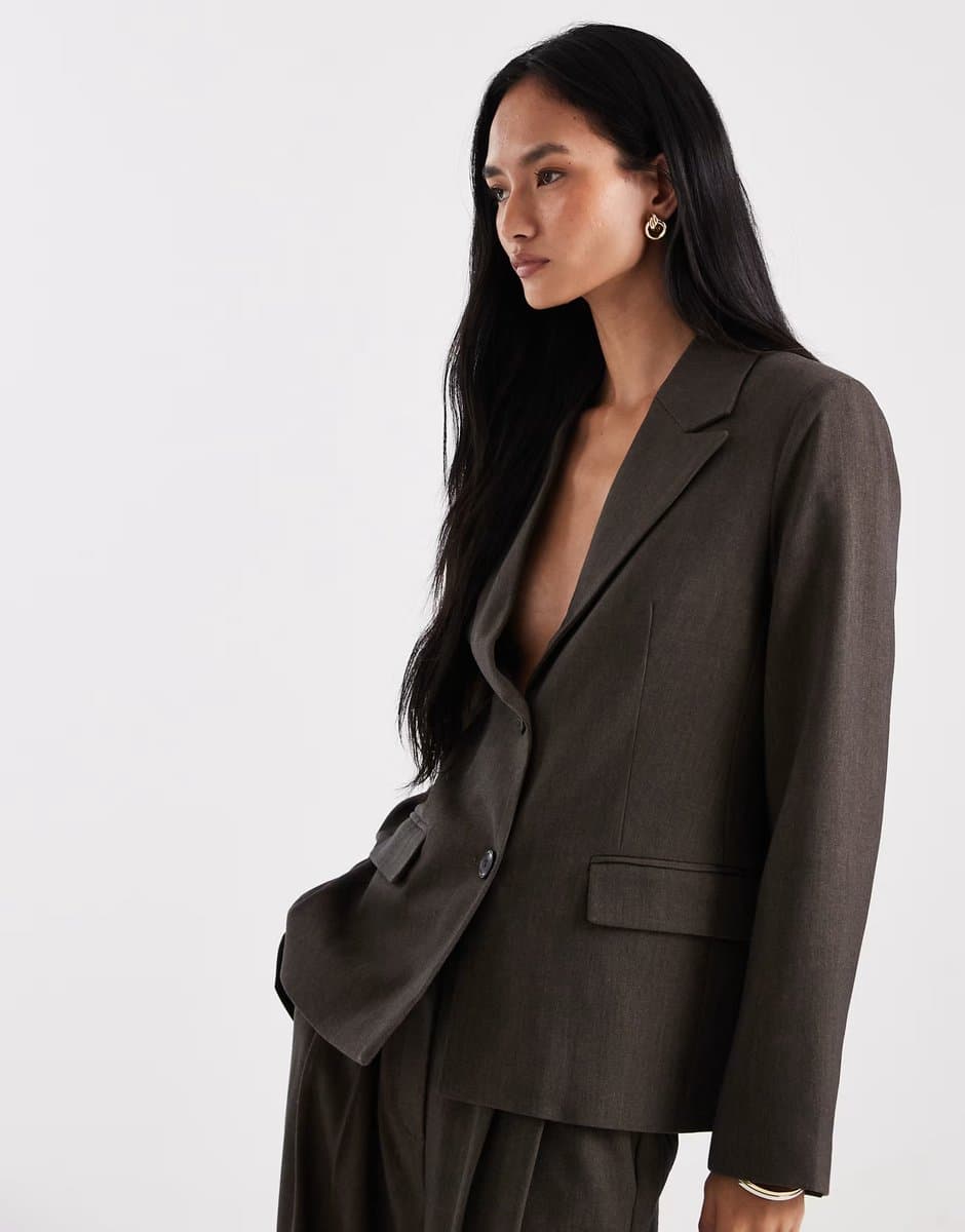 ASOS Object oversized tailored blazer co-ord in brown