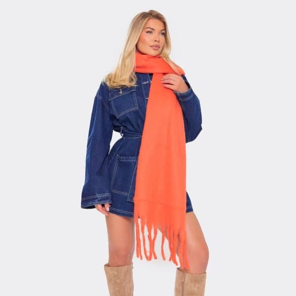 EGO EGO Fringe Detail Scarf in Orange