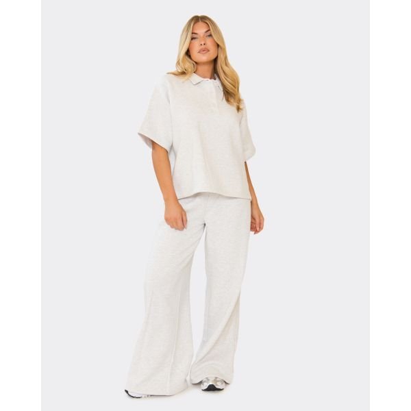 EGO Short Sleeve Polo Collar Detail Sweatshirt In Grey, Women's Size UK 6 - 2