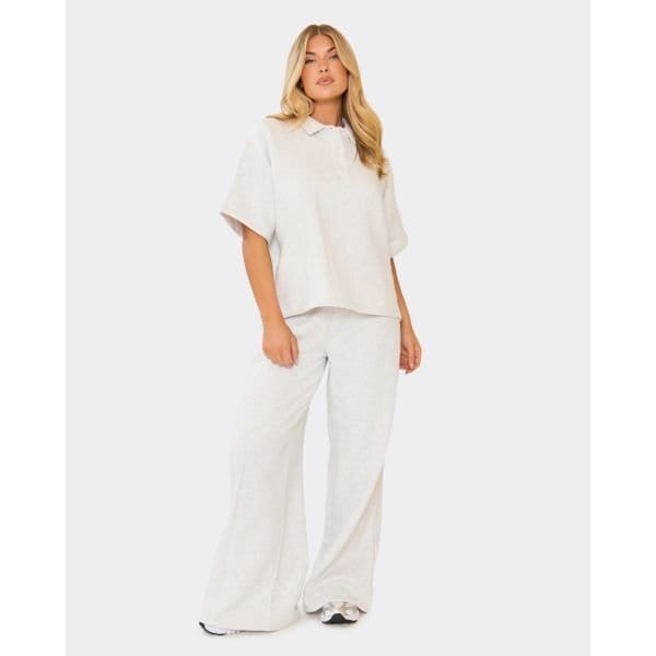 EGO Short Sleeve Polo Collar Detail Sweatshirt In Grey, Women's Size UK 6 - 2