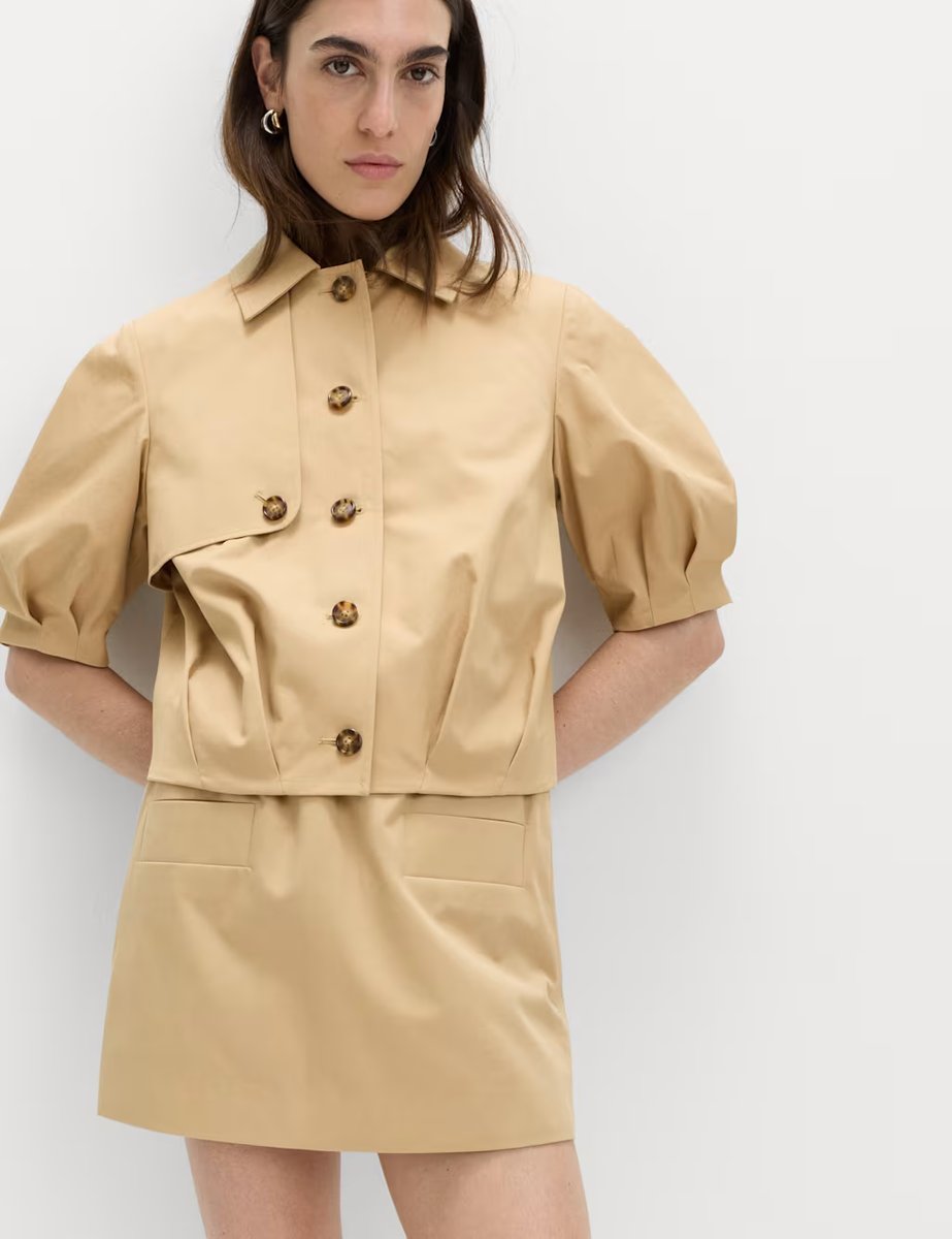 Marks & Spencer M&S Pure Cotton Balloon Sleeve Jacket Light Caramel - 4