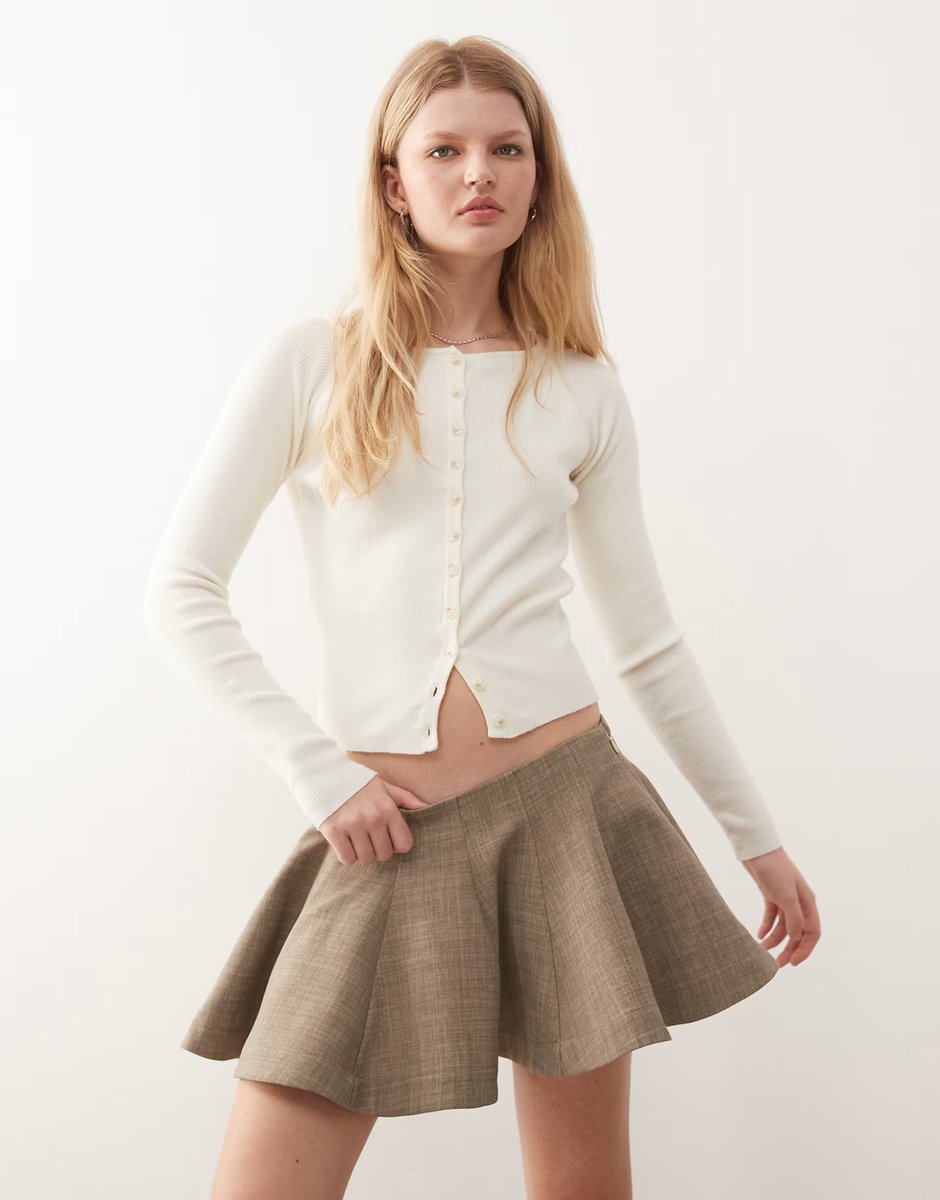 ASOS Monki structured mini skirt in mole - 2