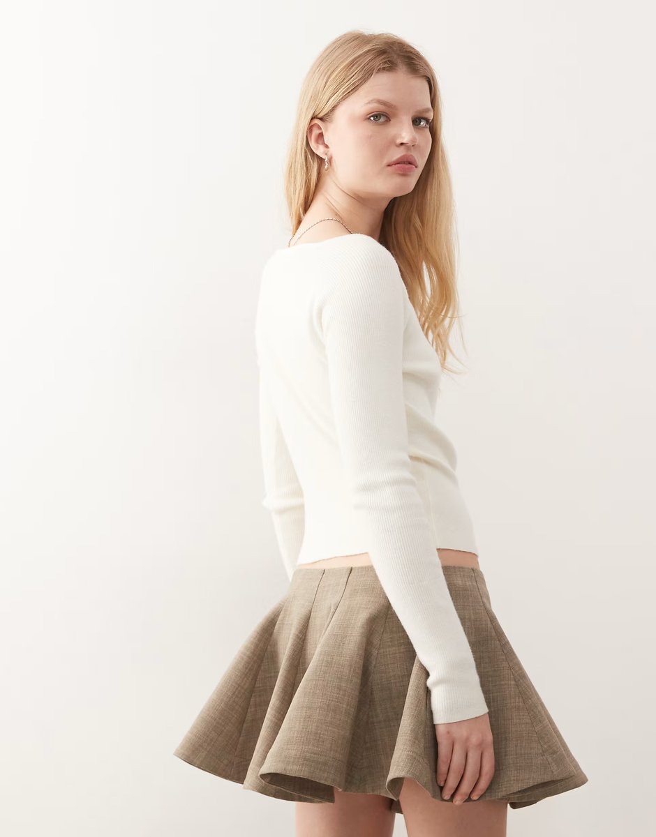 ASOS Monki structured mini skirt in mole - 4